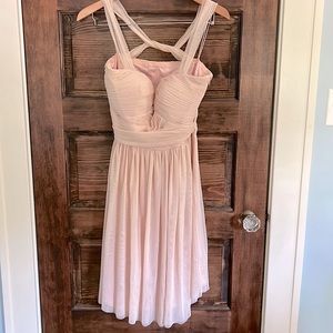 BHLDN blush chiffon bridesmaid dress